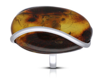 Pierścionek srebrny z naturalnym bursztynem pr.925 - 2