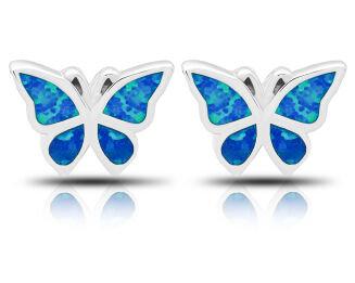 Kolczyki srebrne motyle z opalem sztyfty pr.925 - 2
