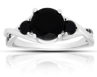 Pierścionek srebrny z czarnymi cyrkoniami pr.925 - 2