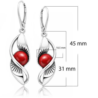 Kolczyki srebrne 925 z koralem wiszące kolczyki - 3