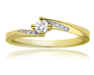 Pierścionek złoty 585 z brylantami 0,14 ct - 3