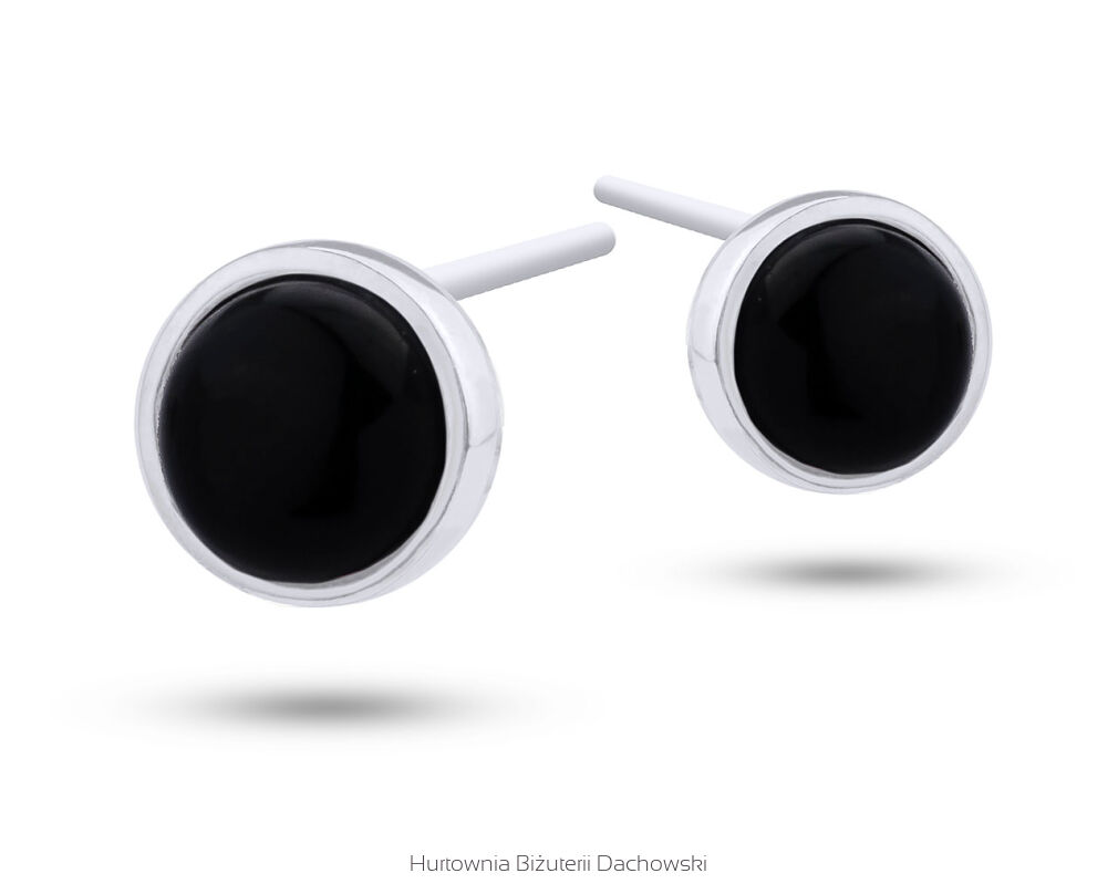 Kolczyki srebrne na sztyfcie z onyksem