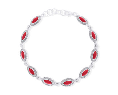 Bransoletka srebrna z koralem czerwonym pr.925