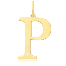 Złota literka P z brylantem duża pr.585