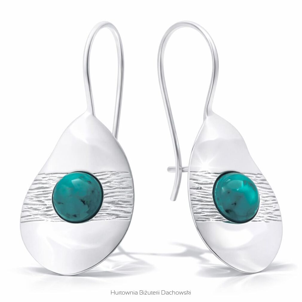 Kolczyki srebrne 925 z chryzokolą wiszące