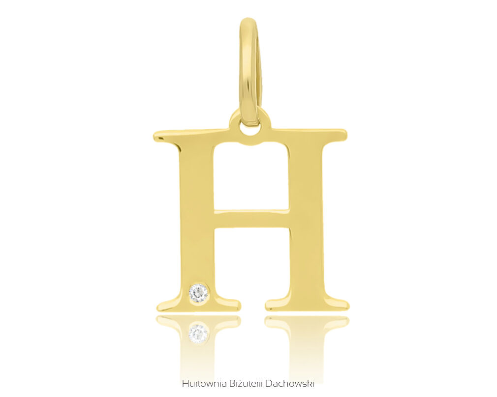 Złota Literka H z Brylantem pr.585