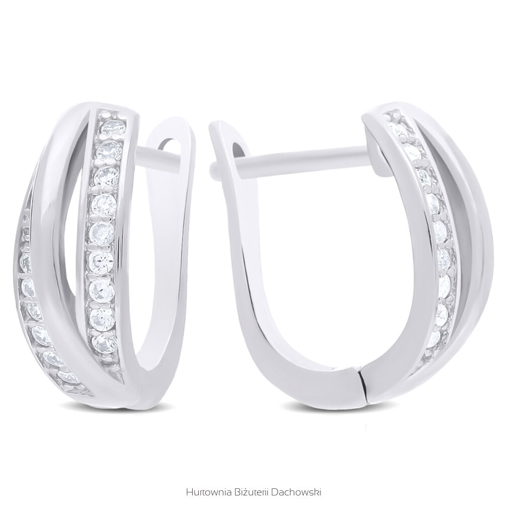 Srebrne kolczyki angielskie z cyrkoniami pr.925