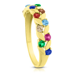 Złoty pierścionek z kolorowymi kamieniami 585