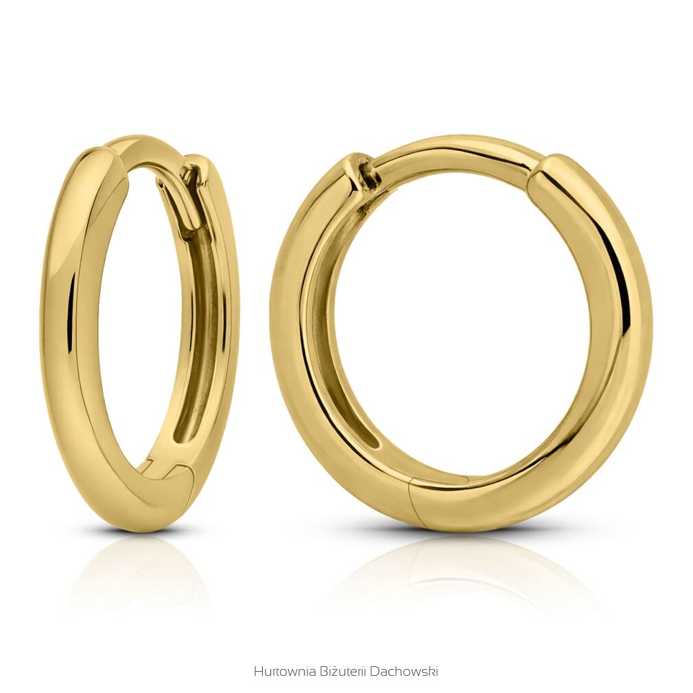 Kolczyki złote 585 owalne koła gładkie