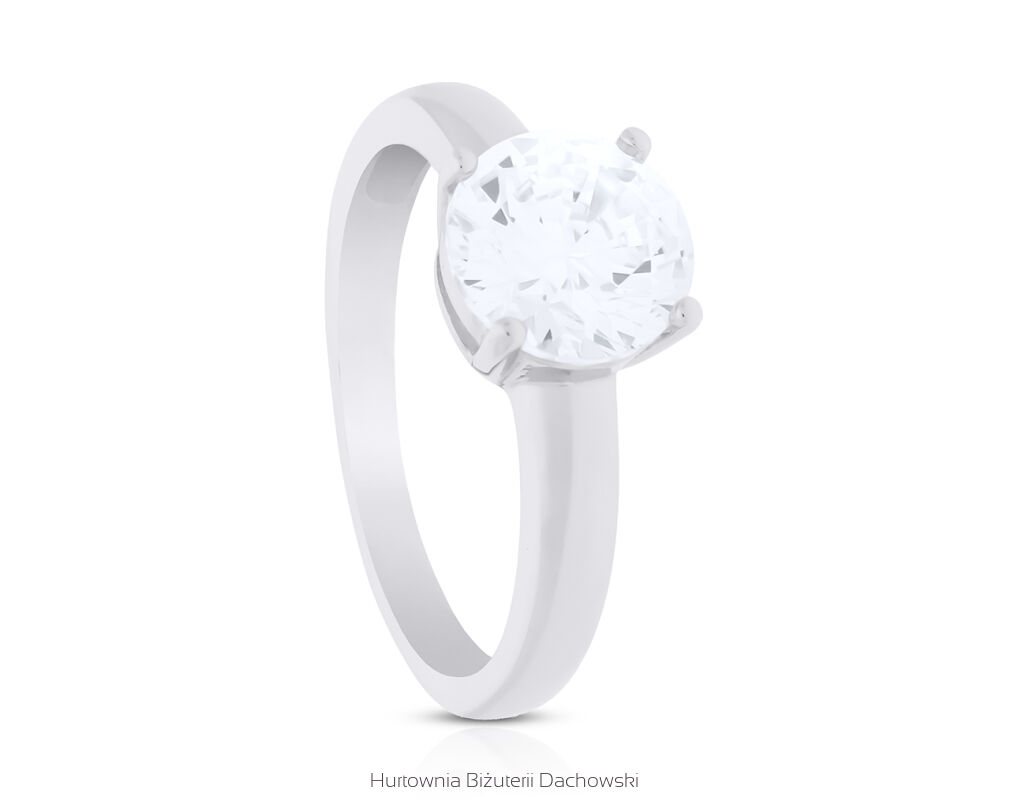 Pierścionek srebrny z dużą cyrkonią pr.925