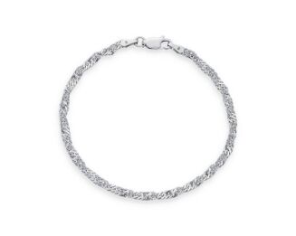 Bransoletka srebrna rodowana splot singapur - 2