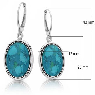 Kolczyki srebrne 925 z chryzokolą owalne - 3