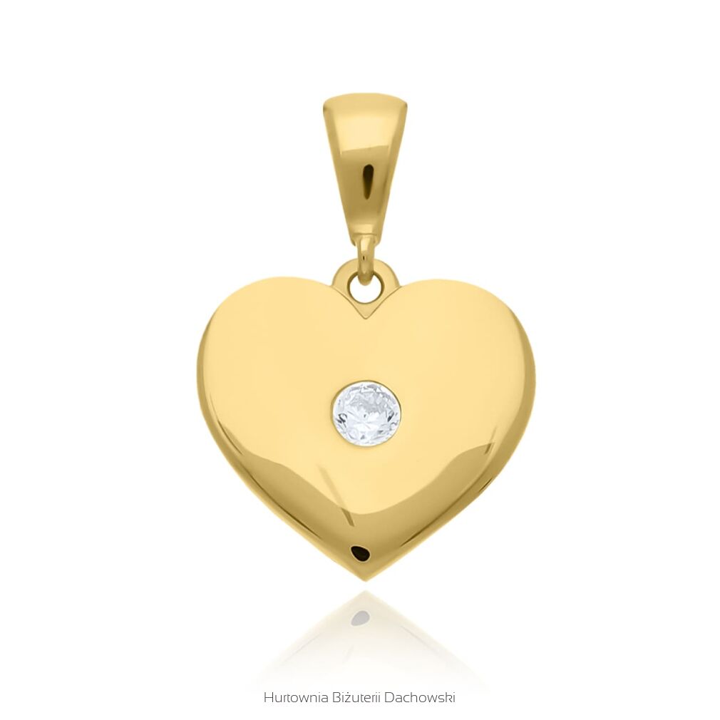 Zawieszka złota 585 serce z cyrkonią