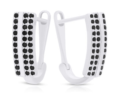 Kolczyki srebrne angielskie czarne cyrkonie pr.925