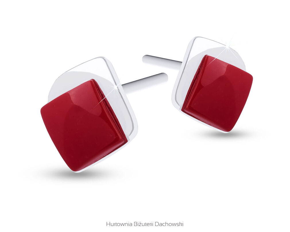 Kolczyki na sztyfcie srebrne z koralem