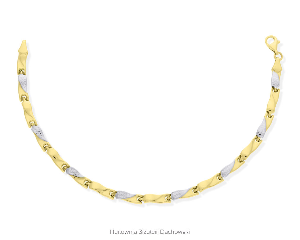 Złota bransoletka dwa kolory złota pr.585