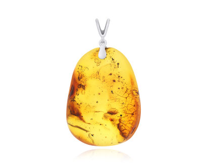 Zawieszka srebrna z natrualnym bursztynem pr.925