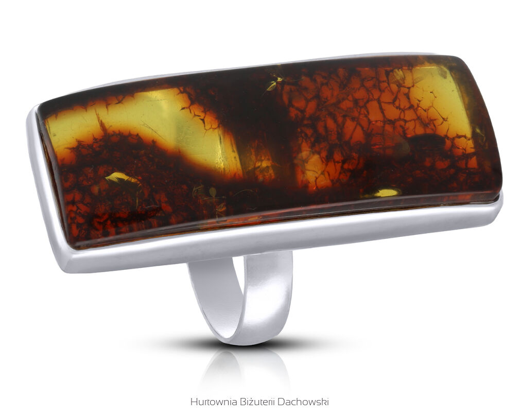 Pierścionek srebrny z burszytnem naturalnym pr.925