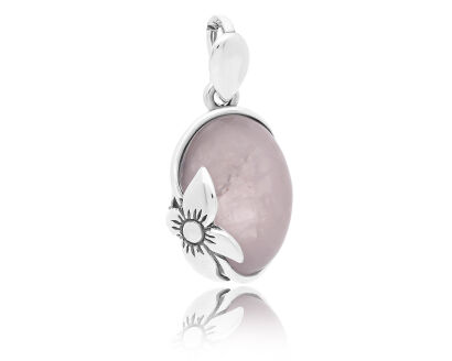 Zawieszka srebrna z naturalnym kwarcem różowym
