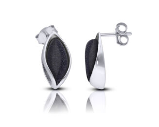 Srebrne kolczyki na sztyfcie z Nocą Kairu - 2