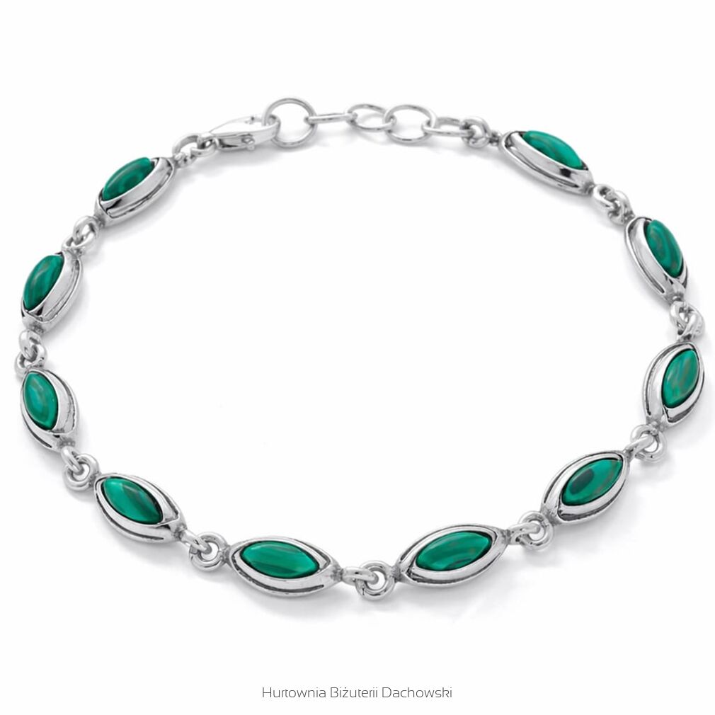 Bransoletka srebrna 925 z malachitem