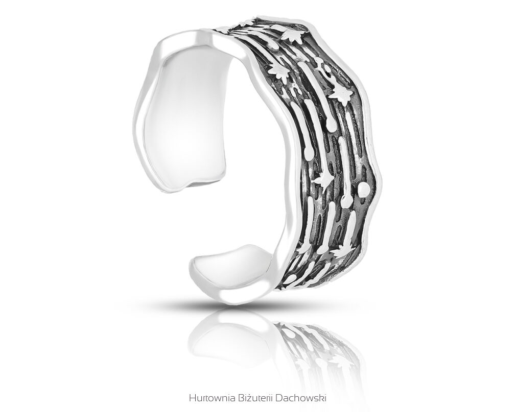 Pierścionek srebrny regulowany szeroki pr.925
