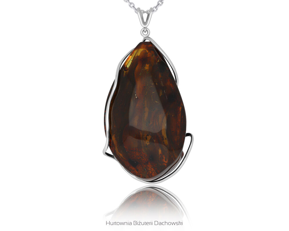 Zawieszka srebrna z naturalnym bursztynem pr.925