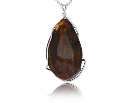 Zawieszka srebrna z naturalnym bursztynem pr.925