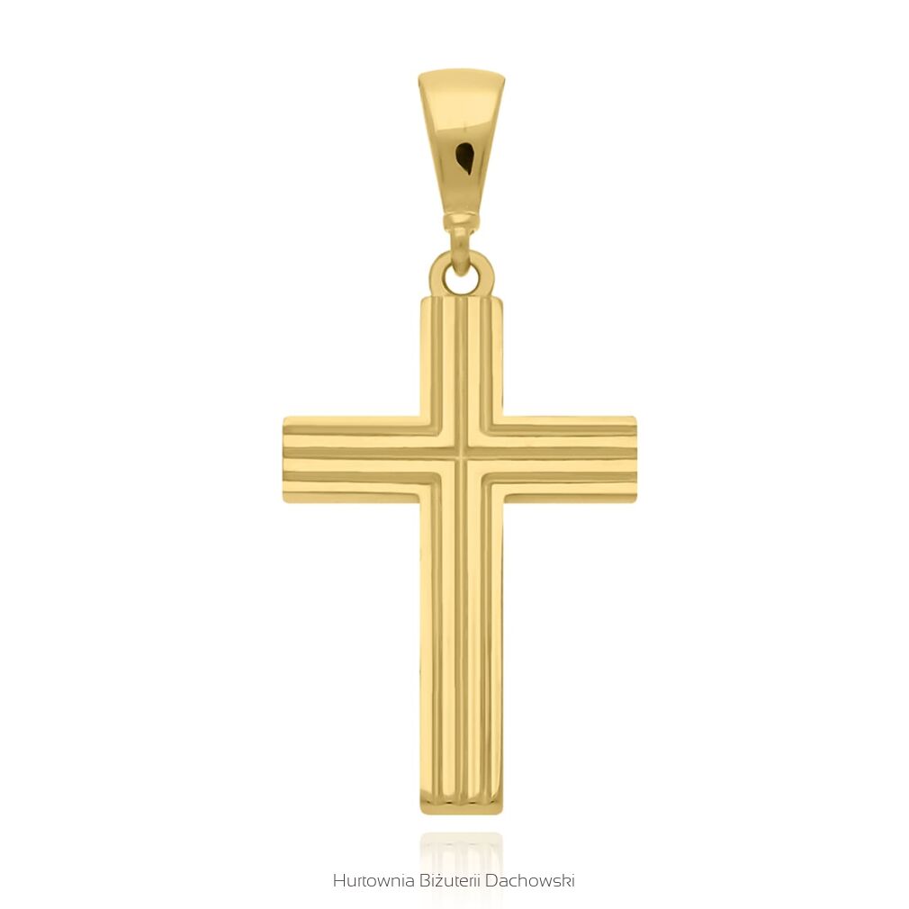 Zawieszka złota 585 krzyżyk ryflowany