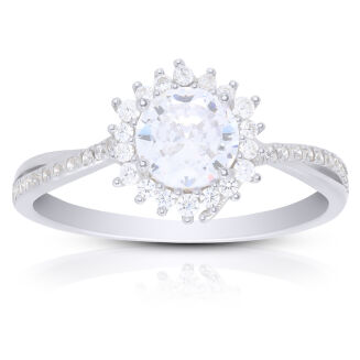 Pierścionek srebrny rodowany 925 z cyrkoniami - 2