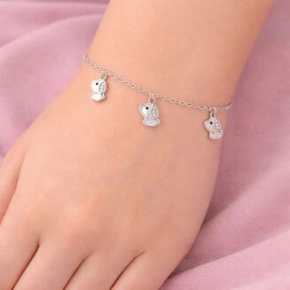 Bransoletka srebrna 925 trzy pieski z cyrkoniami - 2