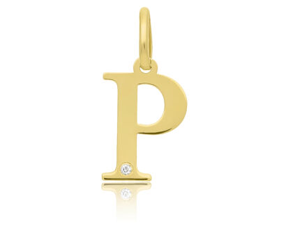 Złota Literka P z Brylantem pr.585
