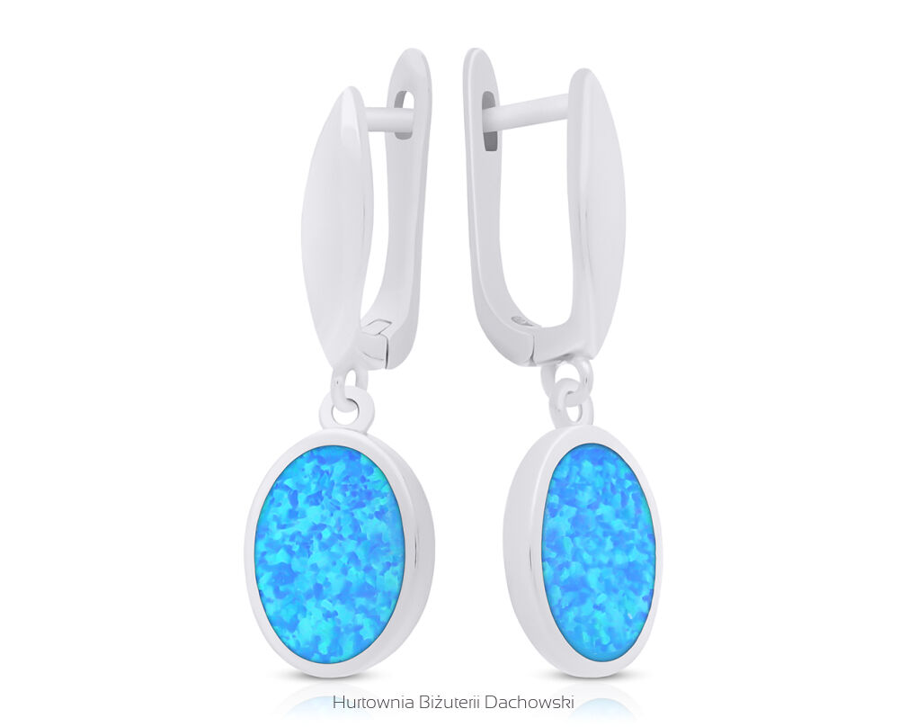 Kolczyki srebrne wiszące z opalem pr.925