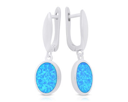 Kolczyki srebrne wiszące z opalem pr.925