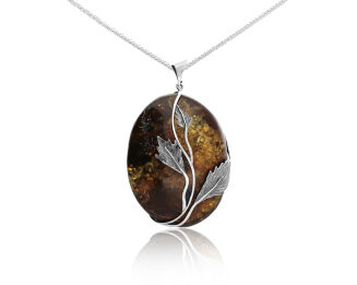 Zawieszka srebrna z bursztynem duża pr.925 - 3