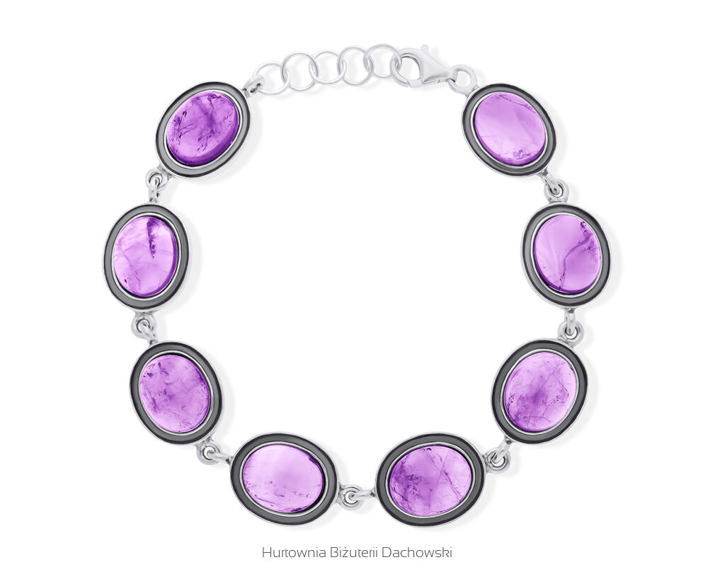 Bransoletka srebrna z naturalnym ametystem pr.925