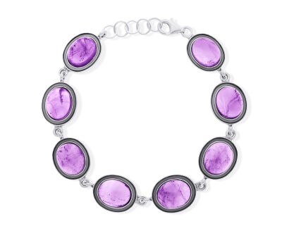Bransoletka srebrna z naturalnym ametystem pr.925