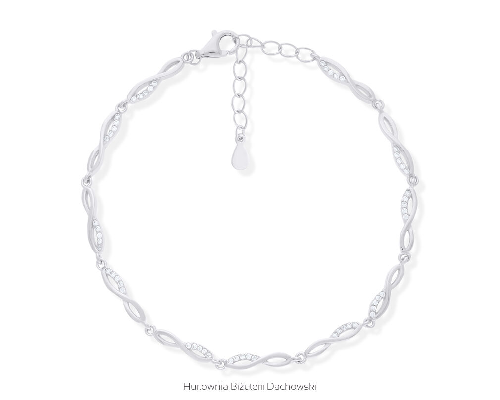 Bransoletka srebrna ozdobiona cyrkoniami pr.925