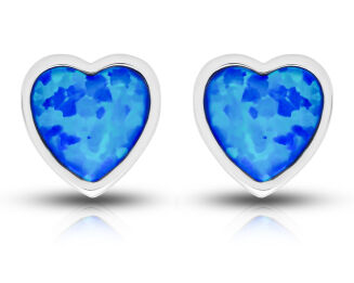 Kolczyki srebrne serca z opalem sztyfty pr.925 - 2