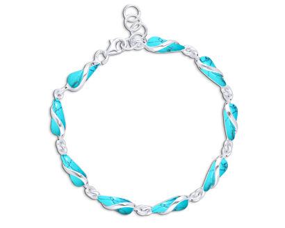 Bransoletka srebrna damska z turkusami
