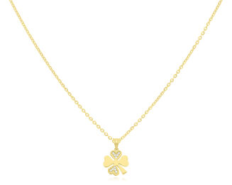 Zawieszka złota 585 koniczyna cyrkonie - 2