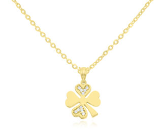 Zawieszka złota 585 koniczyna cyrkonie - 3