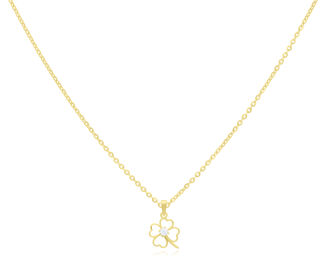 Zawieszka złota 585 koniczynka z cyrkonią - 2