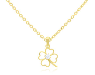 Zawieszka złota 585 koniczynka z cyrkonią - 3