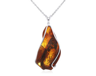 Zawieszka srebrna z naturalnym bursztynem pr.925 - 3