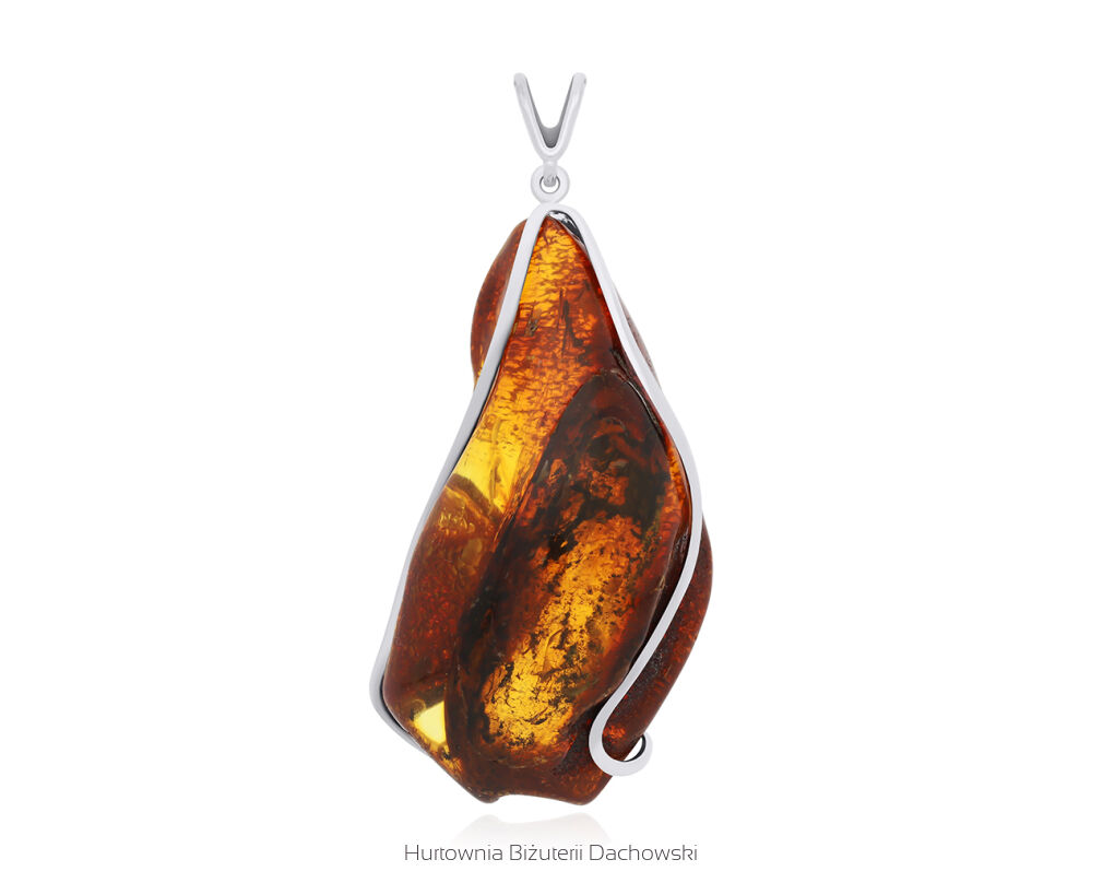 Zawieszka srebrna z naturalnym bursztynem pr.925