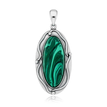 Zawieszka srebro 925 Malachit Srebrny Ornament