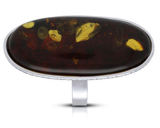 Pierścionek srebrny z naturalnym bursztynem pr.925 - 2