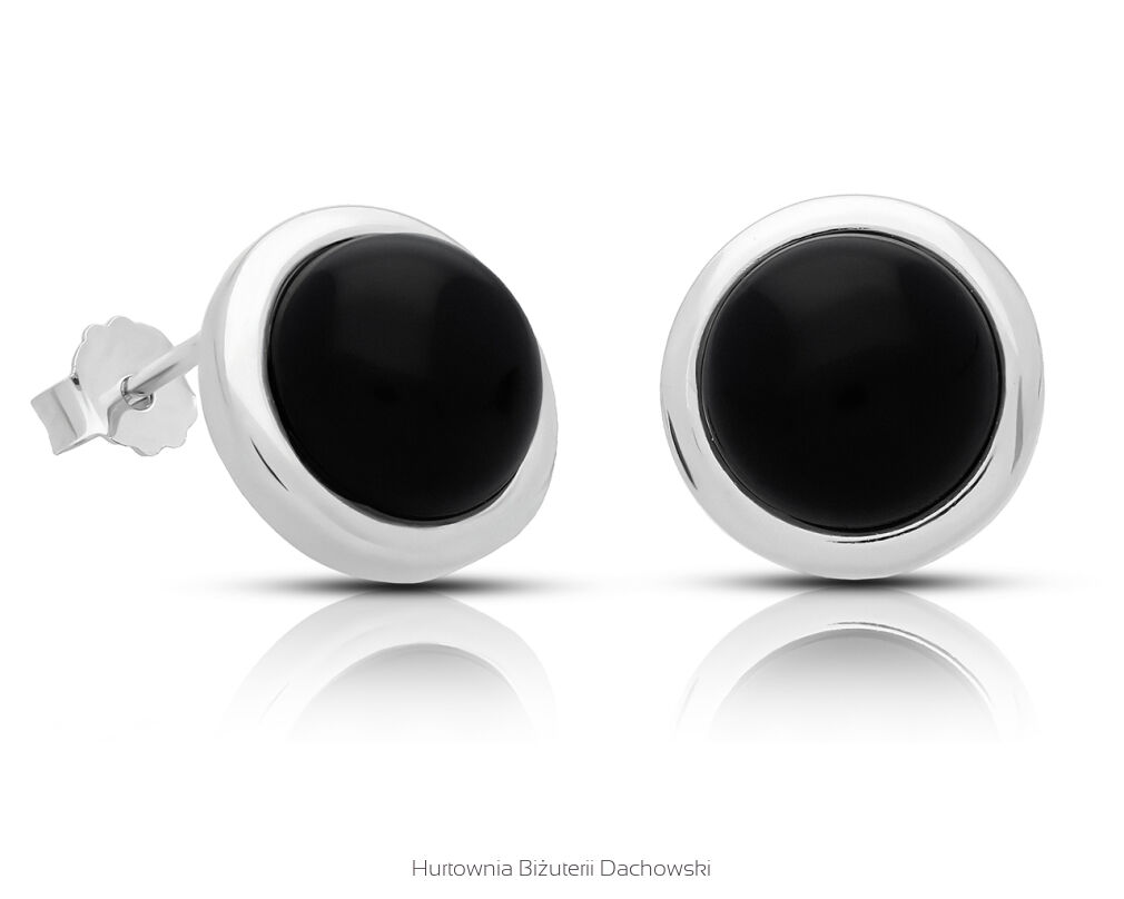 Kolczyki srebrne sztyfty z onyksem pr.925