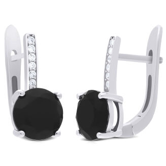 Kolczyki srebrne czarne i białe cyrkonie pr.925 - 3